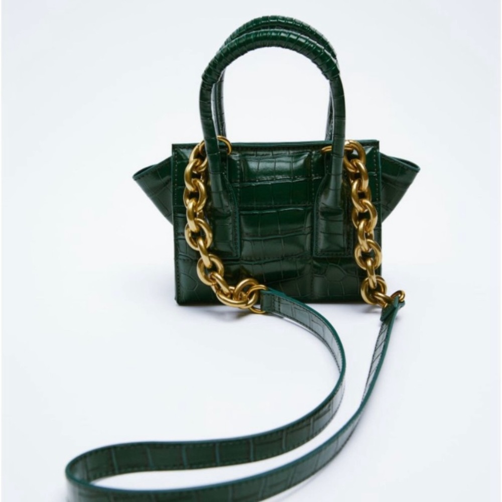 Zara Animal Print Croc Mini Crossbody Bag - Picture 1 of 6